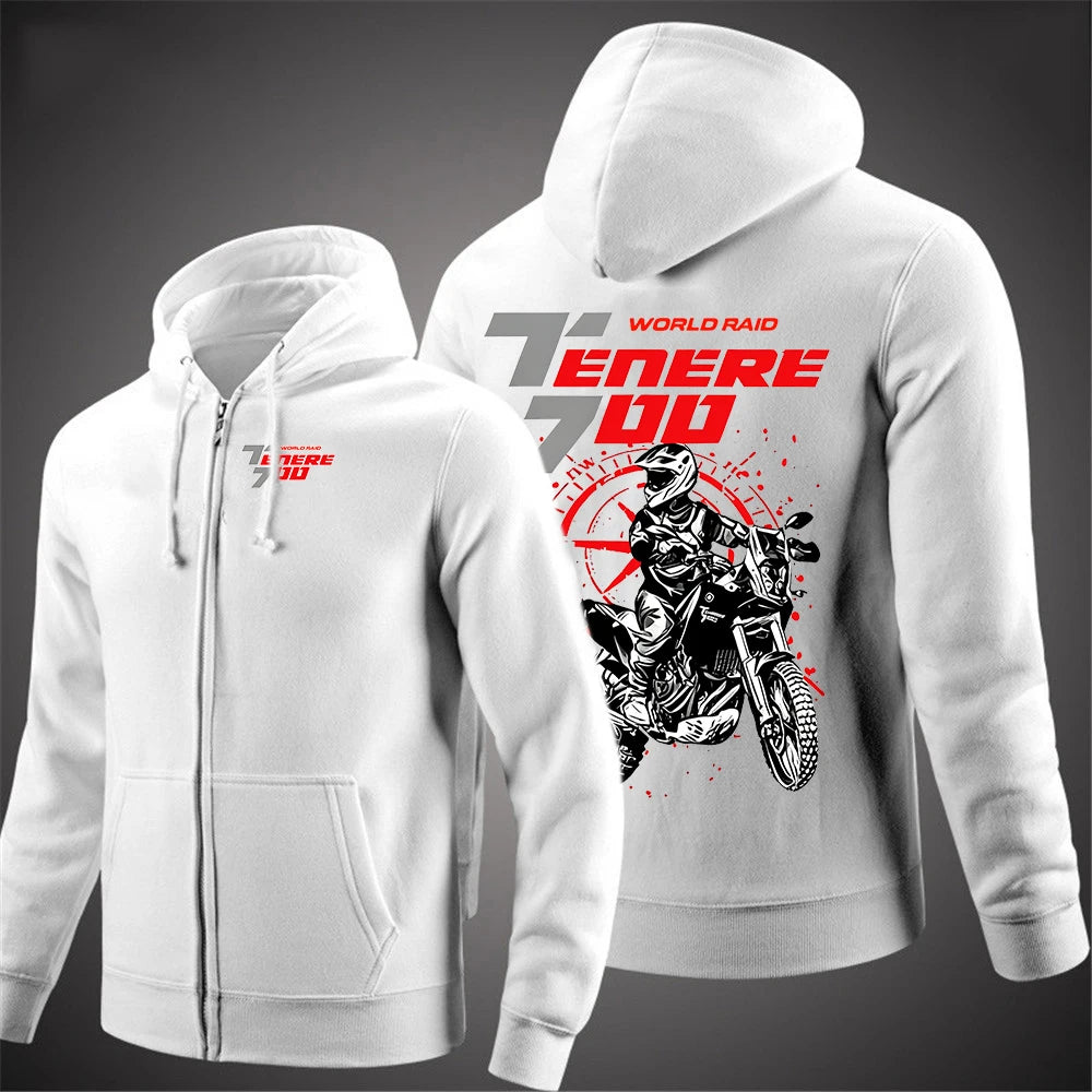 Men's Motorcycle Rider Hoodie Jacket – Spring & Autumn Zip-Up Sweatshirt