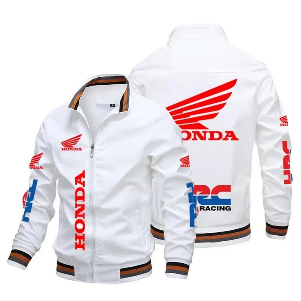 Motorcycle Pattern Bomber Jacket – Casual Sport Baseball Jacket for Men