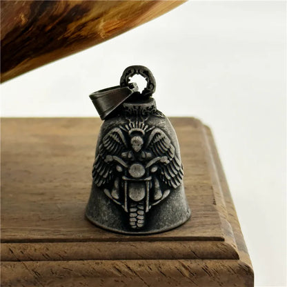 Motorcycle Guardian Bell Pendant – 316L Stainless Steel Biker Charm
