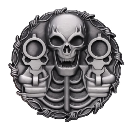 Skull Motorcycle Enamel Pin – Retro Gothic Lapel Badge