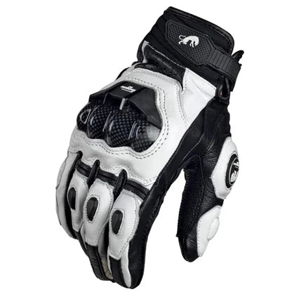 Genuine Leather Motorcycle Racing Gloves – Carbon Knuckle Protection