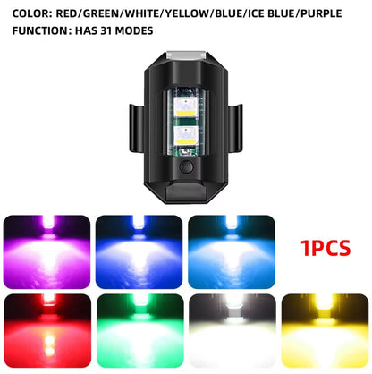 Mini Motorcycle Strobe Warning Light – 7 Colors USB-C Rechargeable