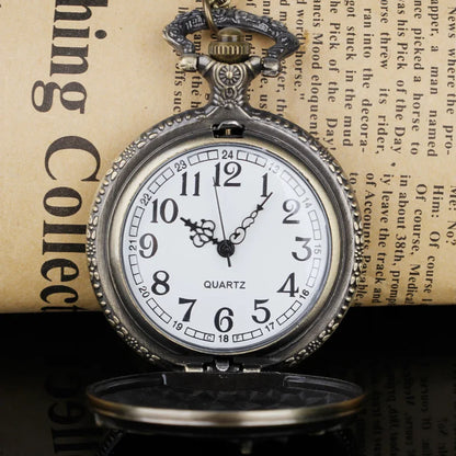 Vintage Bronze Motorcycle Pocket Watch – Quartz Necklace Gift