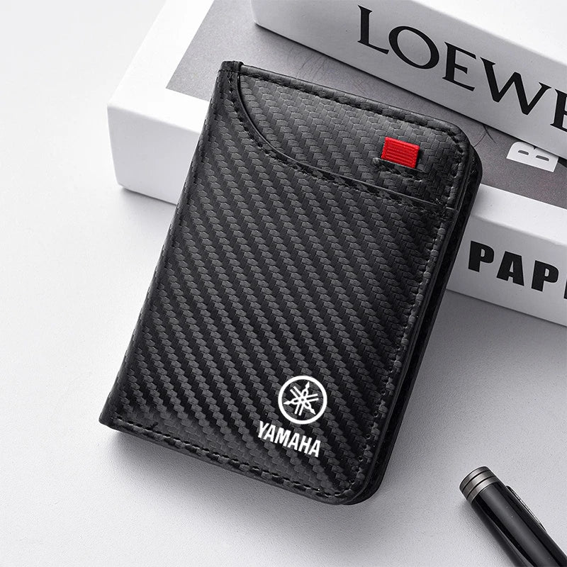 Carbon Fiber Motorcycle Card Wallet – Slim PU Leather Purse