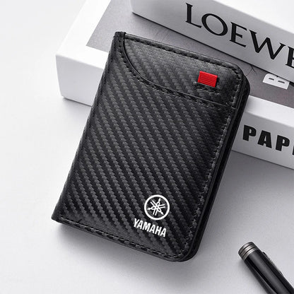 Carbon Fiber Motorcycle Card Wallet – Slim PU Leather Purse