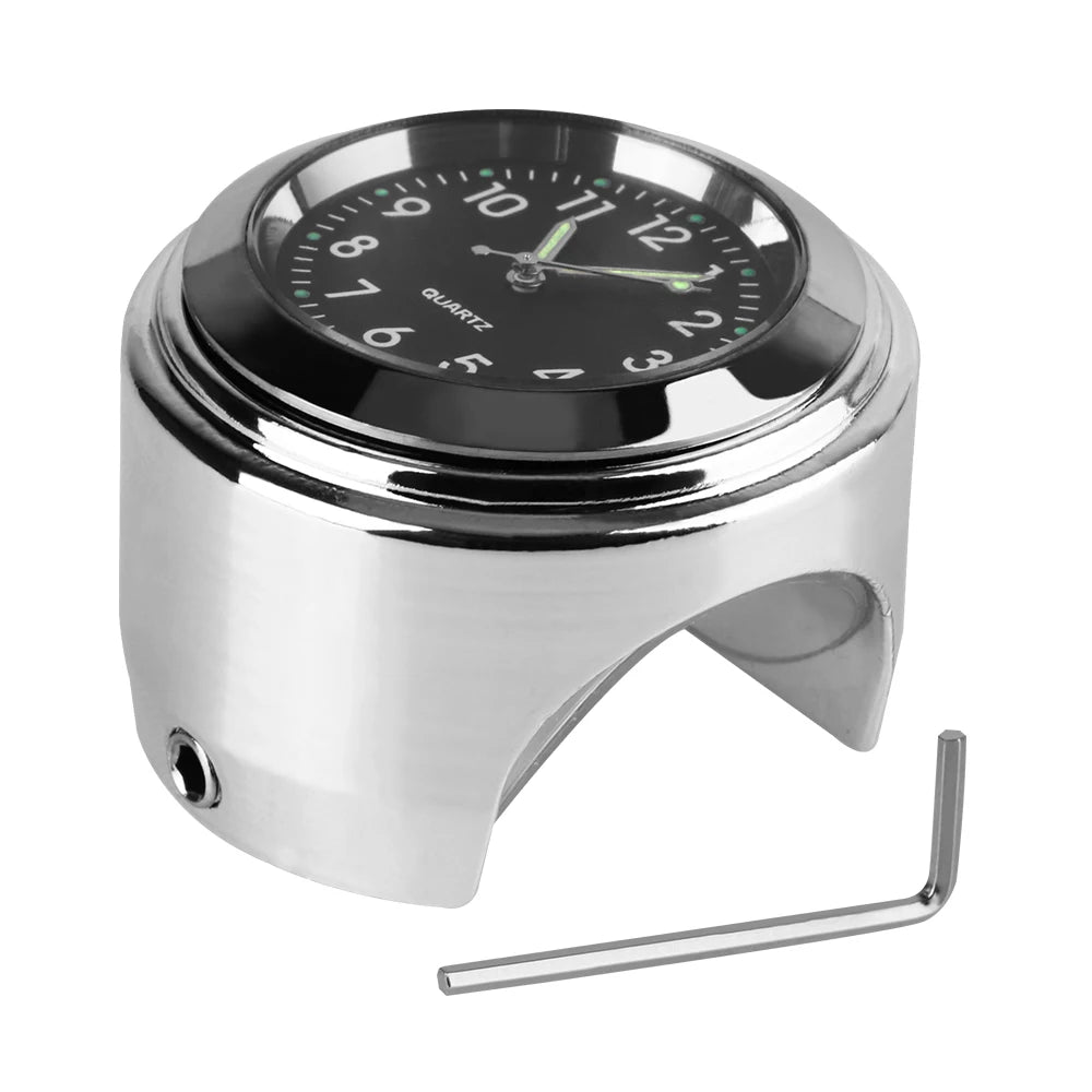 Universal Motorcycle Handlebar Clock – Waterproof Luminous Watch for 22–25mm Bars