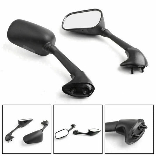 Motorcycle Rearview Mirrors — Anti-Glare Convex Glass | Sport Style | Easy Bolt-On | Black