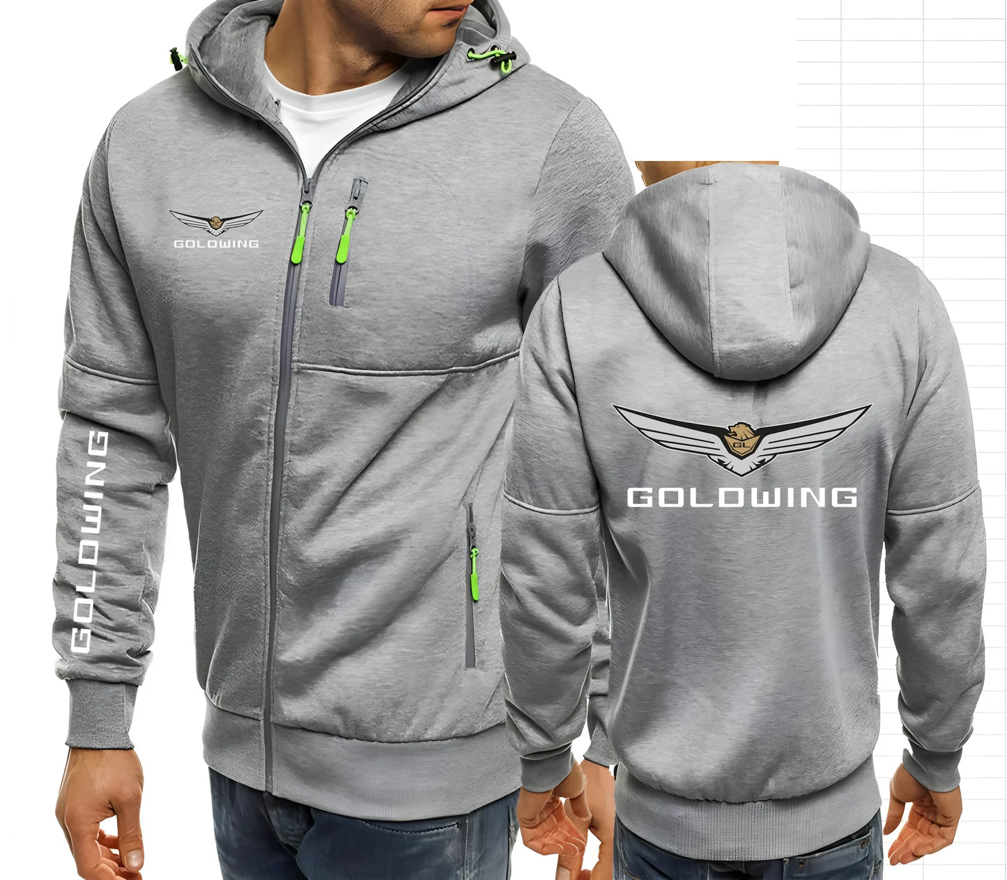 Moto Biker Fleece Zip Hoodie – Hand-Painted Print Slim Fit S–4XL