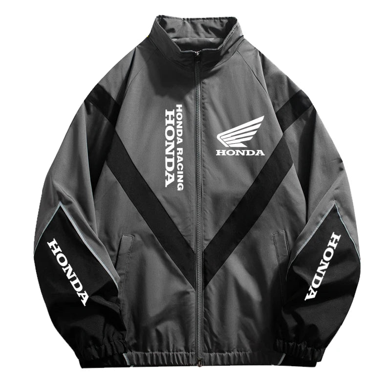 Men’s Patchwork Colorblock Moto Biker Jacket – Lightweight Zip-Up Windbreaker
