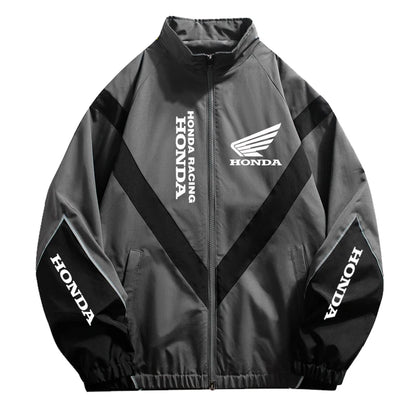 Men’s Patchwork Colorblock Moto Biker Jacket – Lightweight Zip-Up Windbreaker