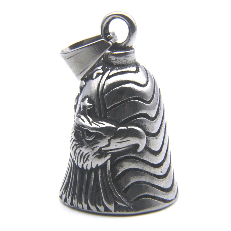 Motorcycle Guardian Bell Pendant – 316L Stainless Steel Biker Charm