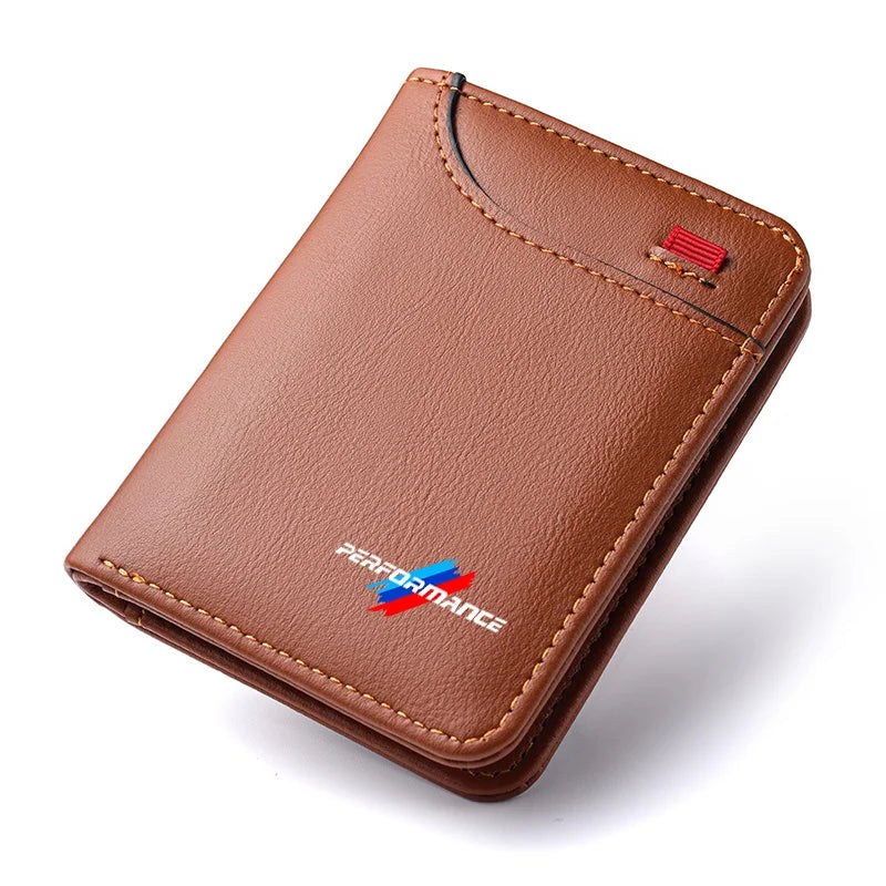 Performance Leather Wallet – RFID Card Holder for Car Enthusiasts