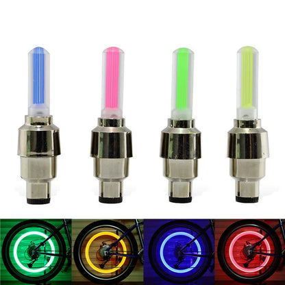 ฝาครอบจุ๊บลมยาง LED สำหรับรถจักร – ไฟล้อเรืองแสงเปิดใช้งานด้วยการเคลื่อนไหว มี 4 สี