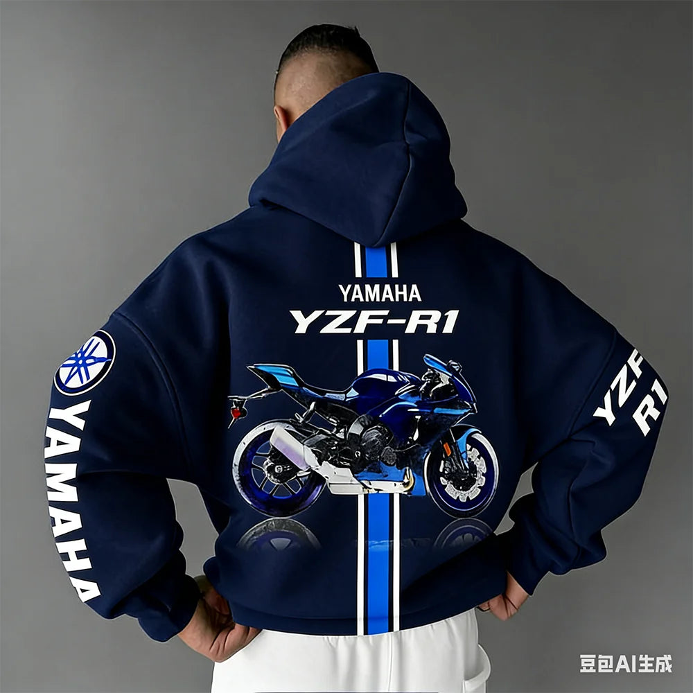 Motorcycle Oversized Cotton Hoodie – Unisex All-Season Sportswear