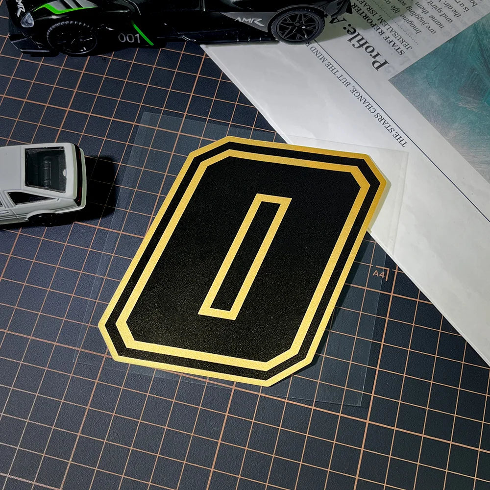 Gold Arabic Numeral Motorcycle Sticker – Vinyl Decal 10cm