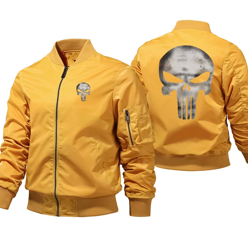 Skull Print Pilot Bomber Jacket – Men's MA-1 Flight Coat