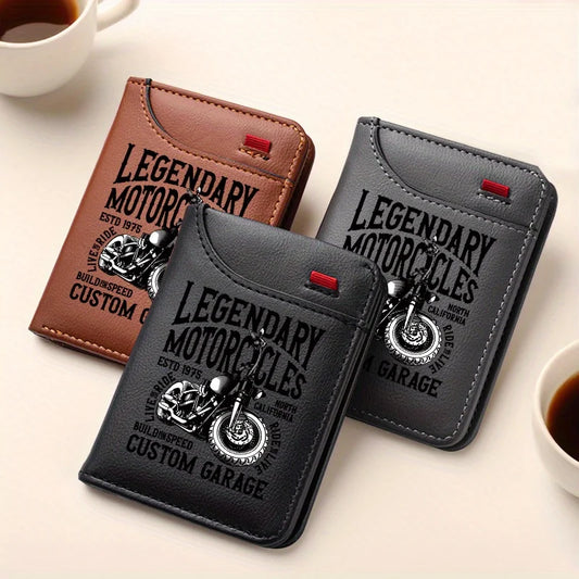 Men's Retro Faux Leather Motorcycle Wallet – Slim Card Holder