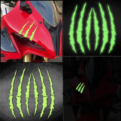 Glow-in-the-Dark Motorcycle Claw Decals – Pair