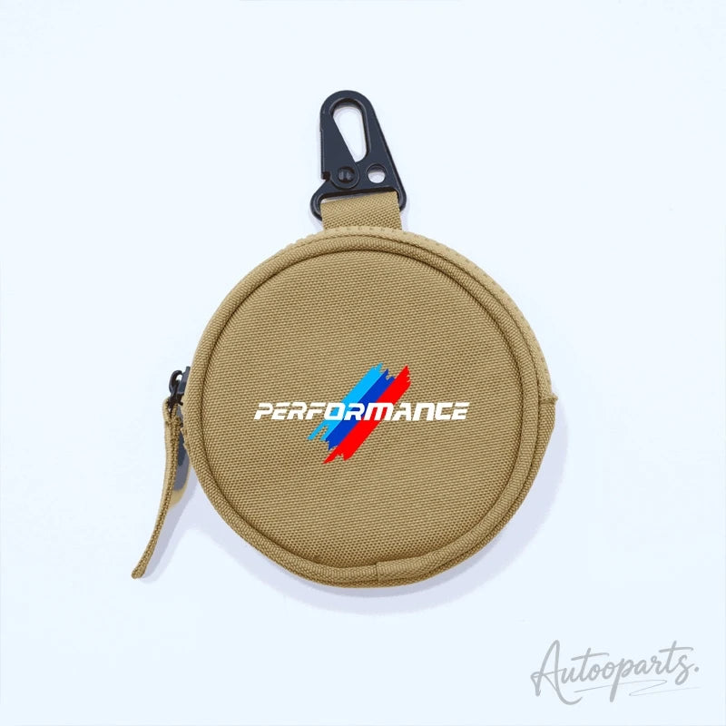 Performance Tactical Round Coin Pouch – Nylon Key Bag with Carabiner Clip