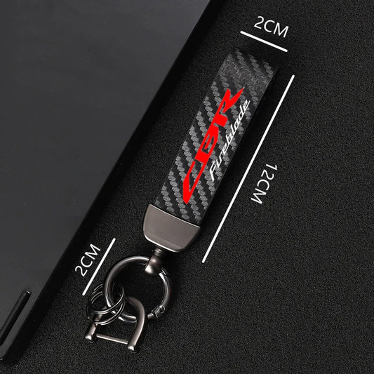 Carbon Fiber Leather Rope Motorcycle Keychain – CBR Fireblade Key Ring