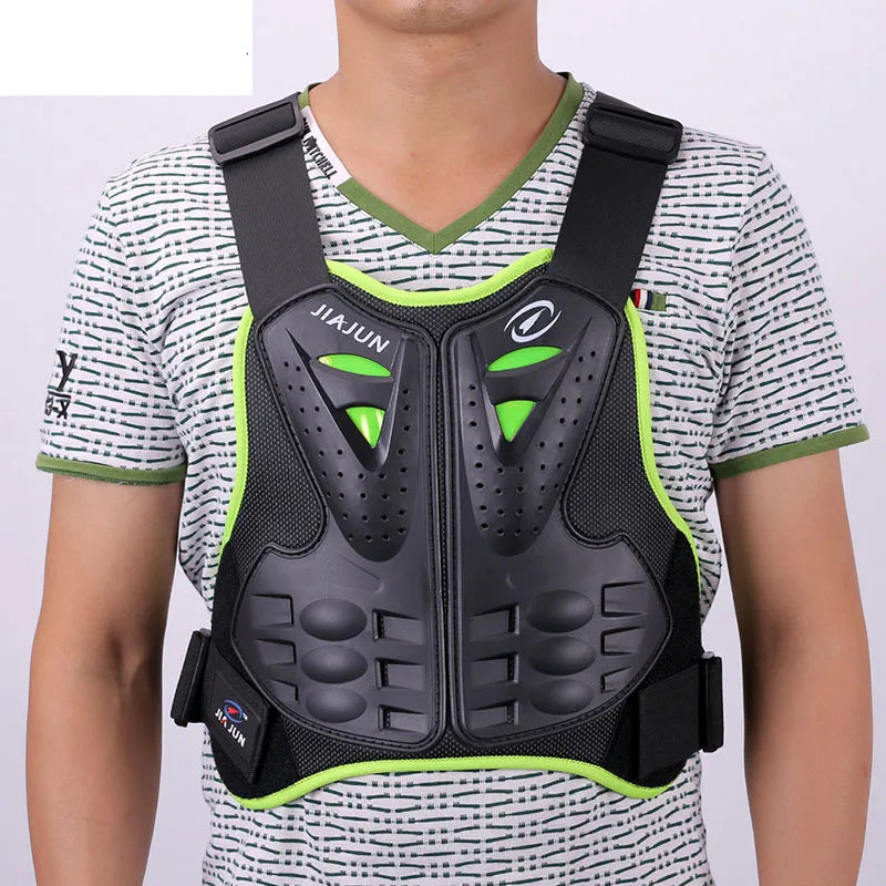 เสื้อกั๊กป้องกันหลังและหน้าอก – เกราะป้องกันสำหรับโมโตครอสและ ATV พร้อมแถบสะท้อนแสง