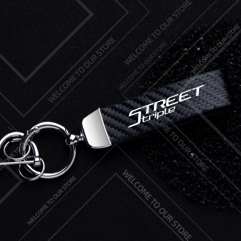 Motorcycle Logo Keychain – Zinc Alloy & PU Leather Rider Key Ring