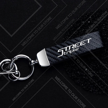 Motorcycle Logo Keychain – Zinc Alloy & PU Leather Rider Key Ring