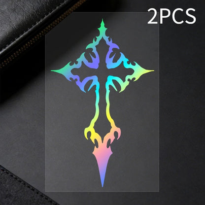 Tribal Cross Vinyl Decal Set – Waterproof Bike Stickers Holographic & Solid