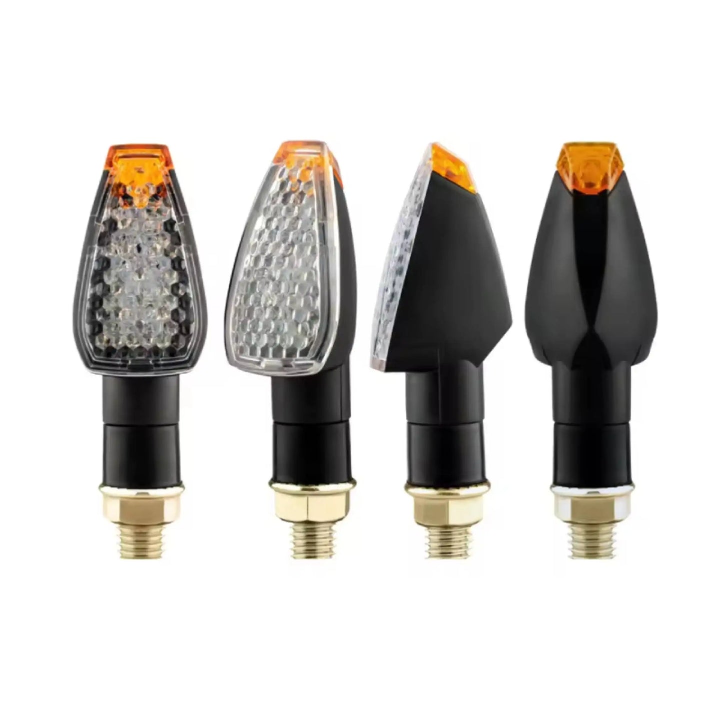 Motorcycle LED Turn Signals – Fishscale Bullet Style Amber 4pc Set