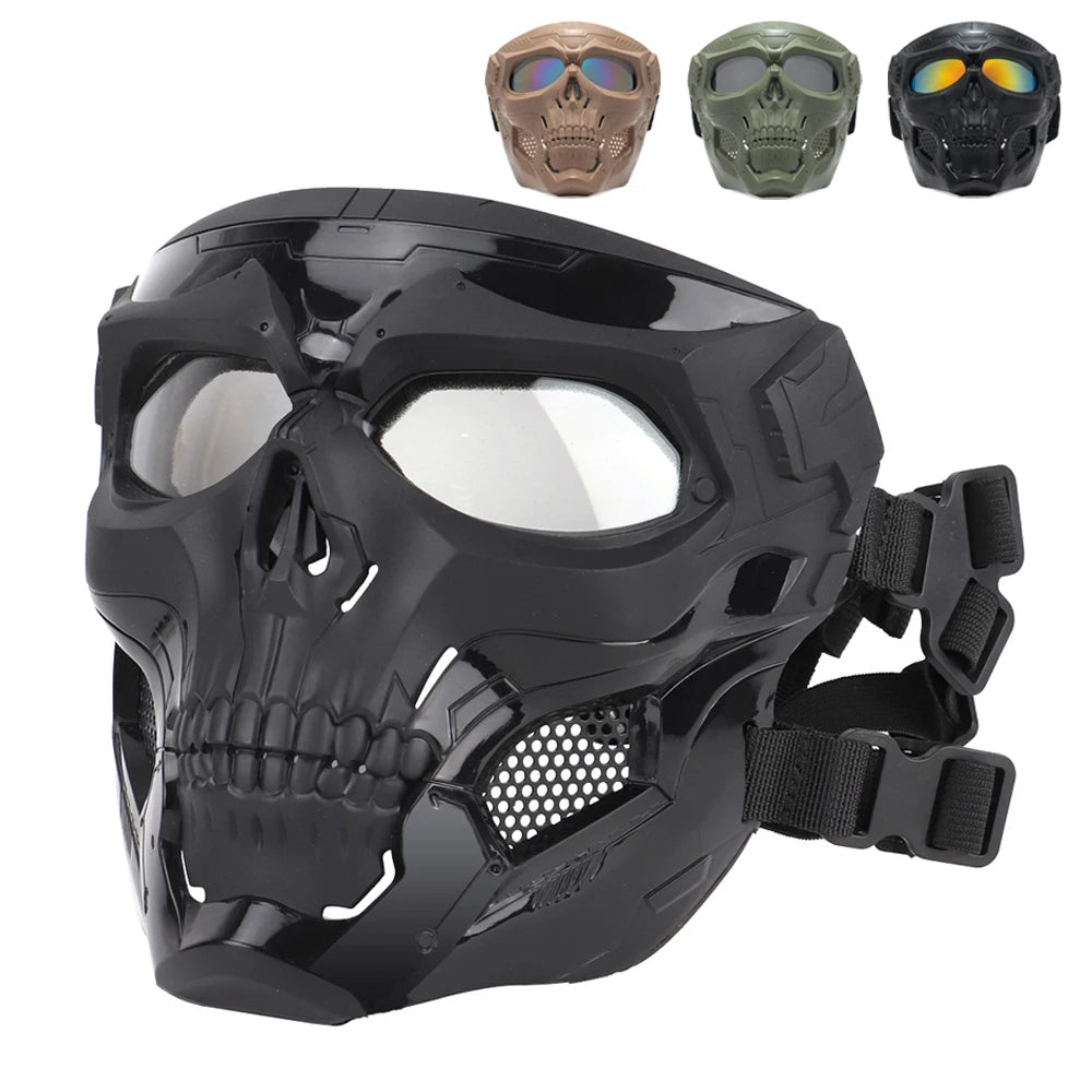 Skull Full Face Motorcycle Mask with Colored Goggle