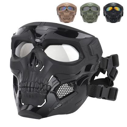 Skull Full Face Motorcycle Mask with Colored Goggle