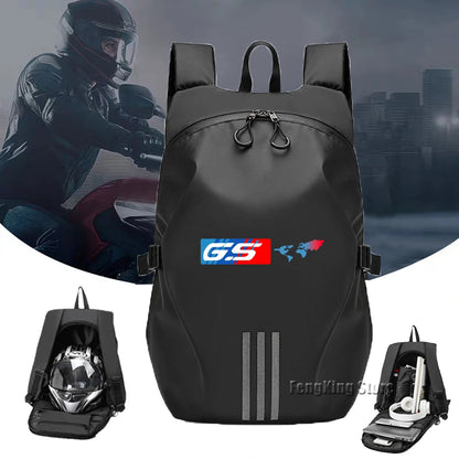 Motorcycle Helmet Backpack – Waterproof Oxford Cloth Large Capacity Rider Bag (Black)