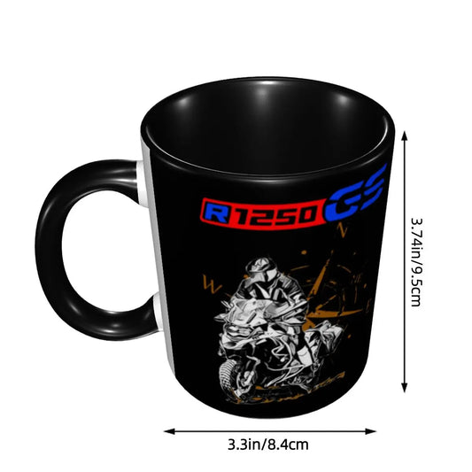 Adventure Motorcycle Ceramic Coffee Mug – Two-Tone Biker Gift Cup 330ml