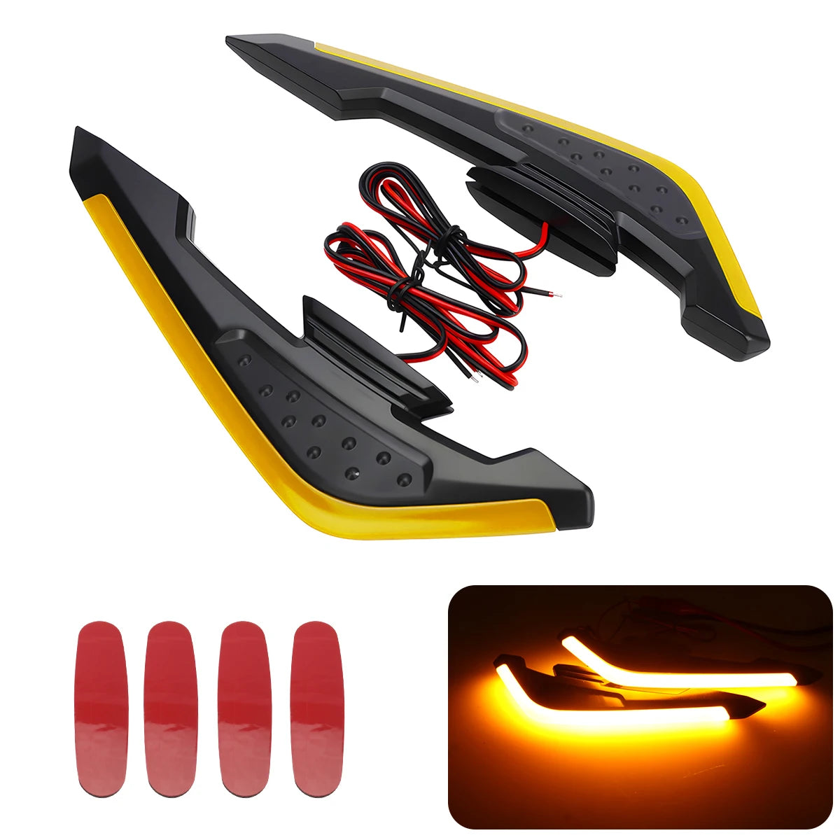Ailerons aérodynamiques LED pour moto – Spoilers latéraux universels de carénage (2 pièces)