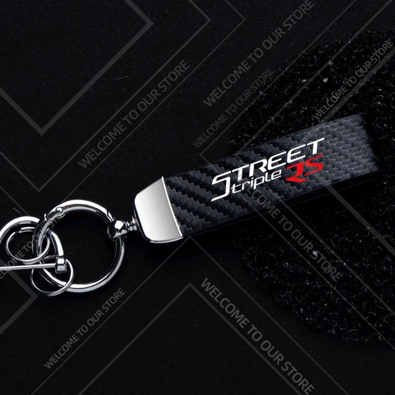Motorcycle Logo Keychain – Zinc Alloy & PU Leather Rider Key Ring