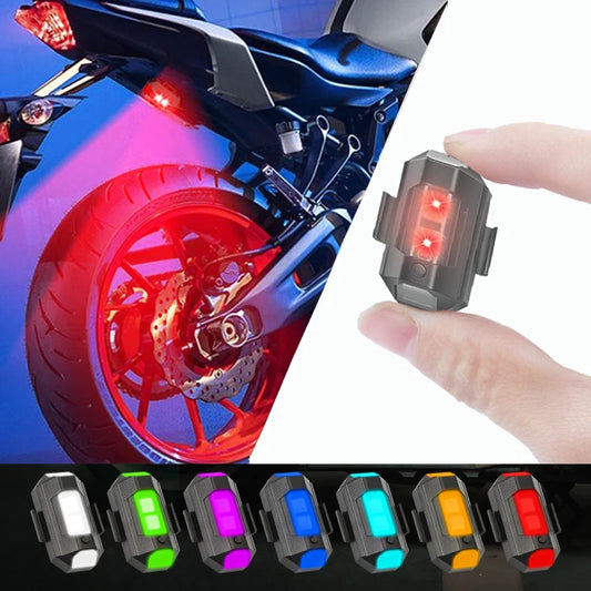 7-Color USB Rechargeable Anti-Collision Strobe Light – 30 Modes Night Visibility Motorcycle Drone (2pcs)
