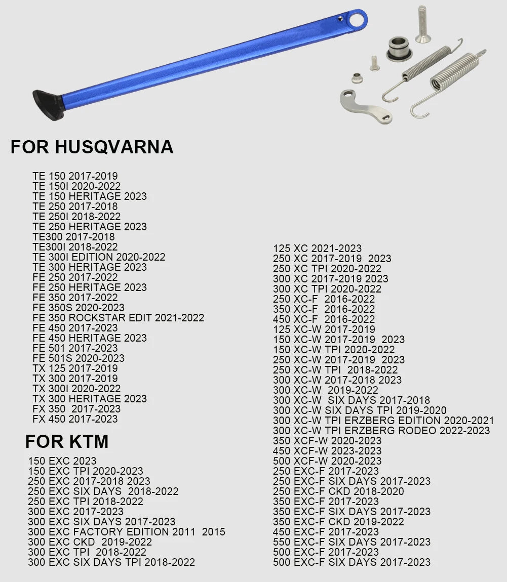 CNC Aluminum Enduro Kickstand with Spring Kit – XC / EXC / XCW | 2 Styles, 4 Colors