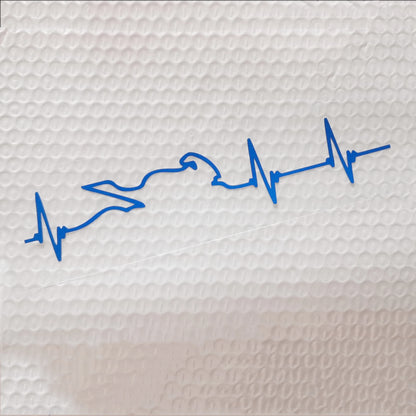 Motorcycle Heartbeat Line Sticker — Waterproof PVC, 16 Colors, Reflective Options