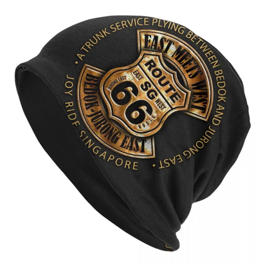Route 66 Motorcycle Beanie Hat – Knitted Skull Cap for Riders