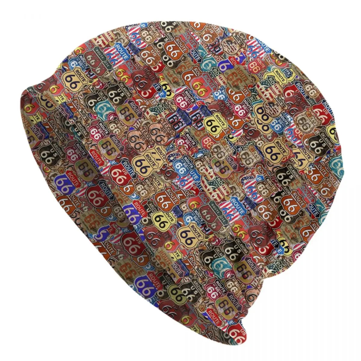 Route 66 Motorcycle Beanie Hat – Knitted Skull Cap for Riders