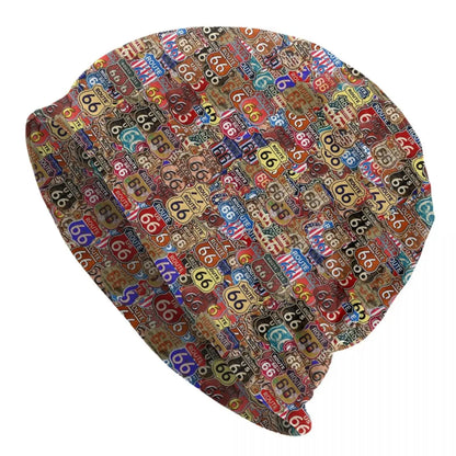 Route 66 Motorcycle Beanie Hat – Knitted Skull Cap for Riders