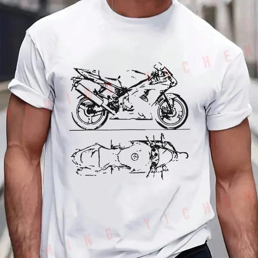 Motorcycle Graphic T-Shirt — Cotton Streetwear Tee