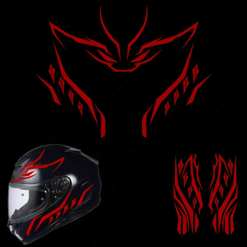 Motorcycle Helmet Sticker Set – Tribal Flame Decal