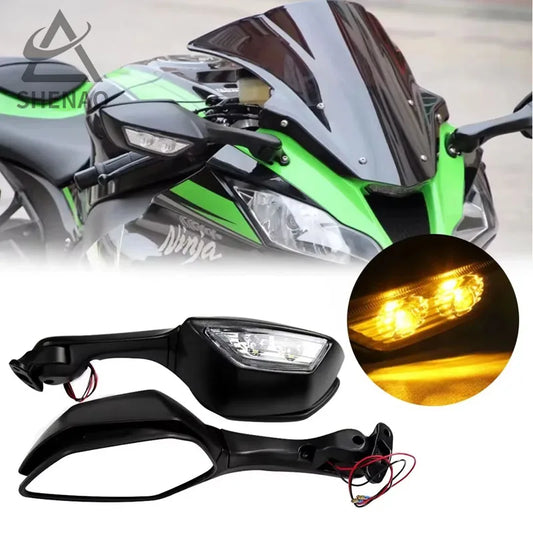 Motorcycle LED Rearview Mirrors with Integrated Turn Signal