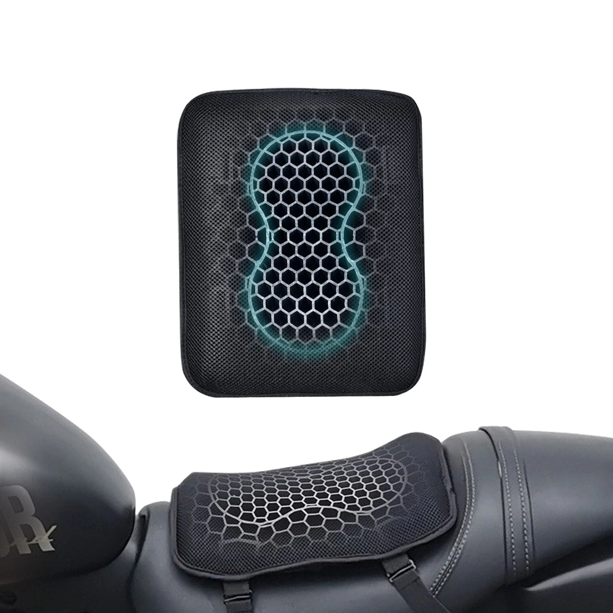 Coussin de selle en gel pour moto – Coussin alvéolé respirant et antichoc
