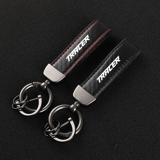 Carbon Fiber Motorcycle Keychain – Premium Leather Keyring for Riders