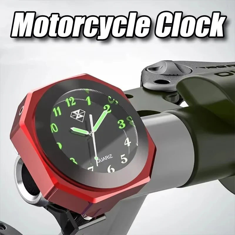Motorcycle Handlebar Clock & Thermometer — IPX7 Waterproof Luminous