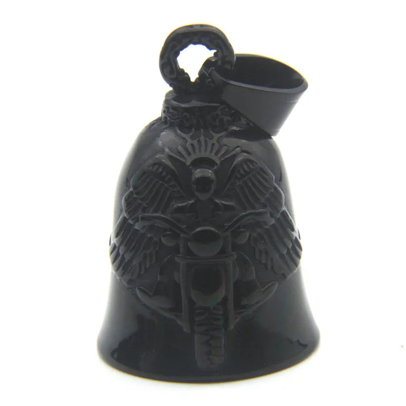 Motorcycle Guardian Bell Pendant – 316L Stainless Steel Biker Charm