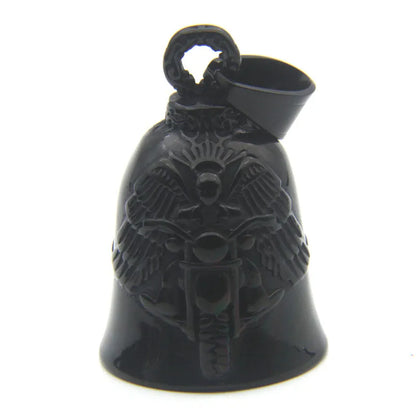 Motorcycle Guardian Bell Pendant – 316L Stainless Steel Biker Charm