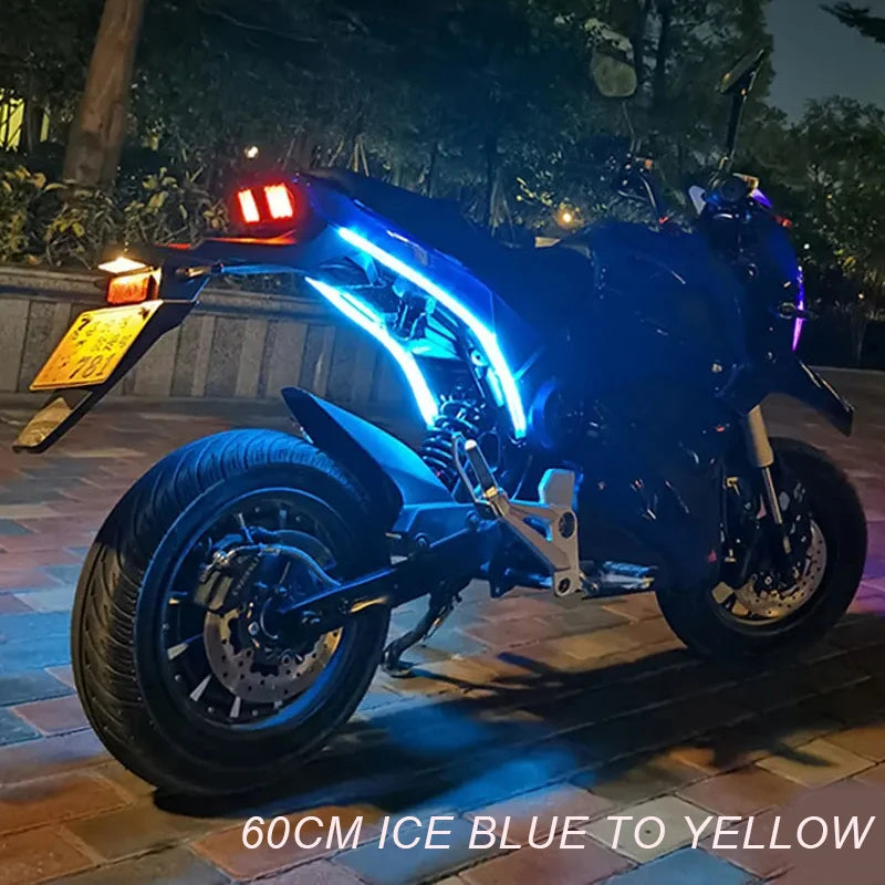 แถบไฟเลี้ยว DRL LED แบบยืดหยุ่นสำหรับรถจักร – 2 ชิ้น